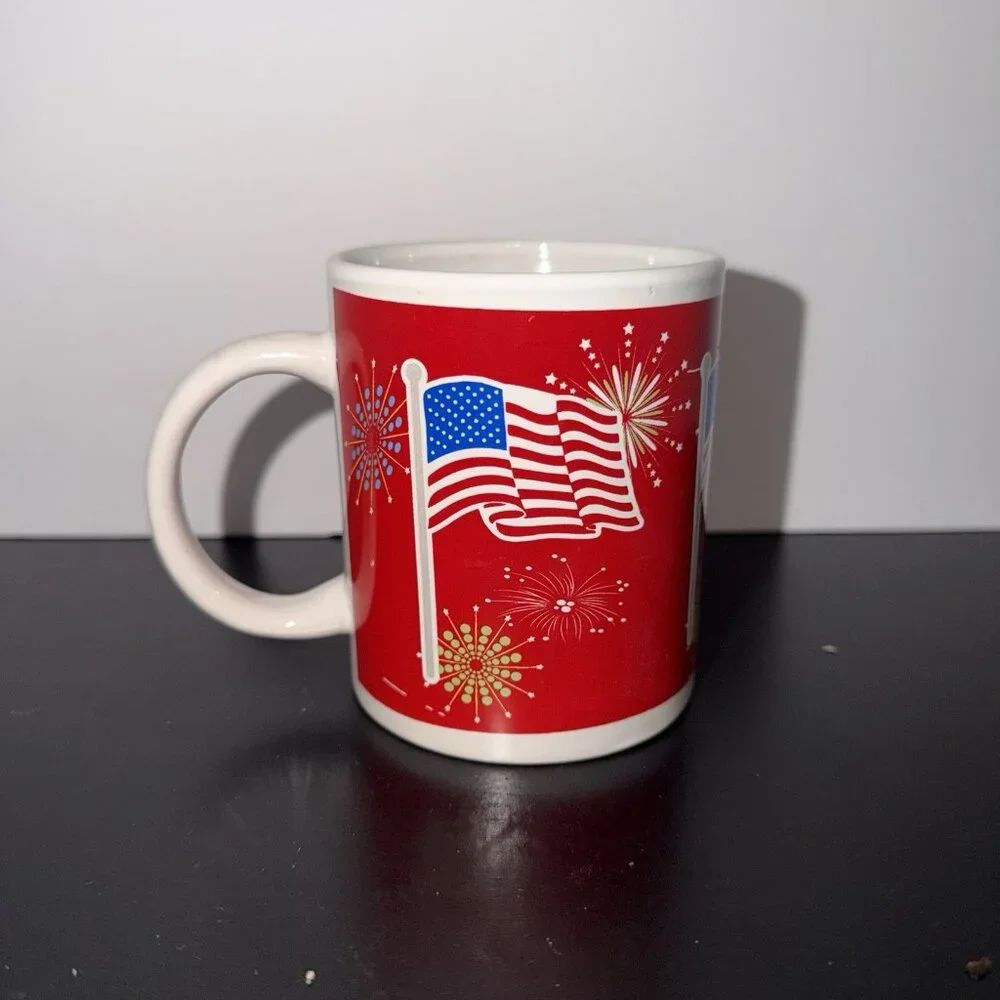 Coffee Mug Tea Mug Water Cup Ceramic Gift Mug American‎ Flag USA Patriotic